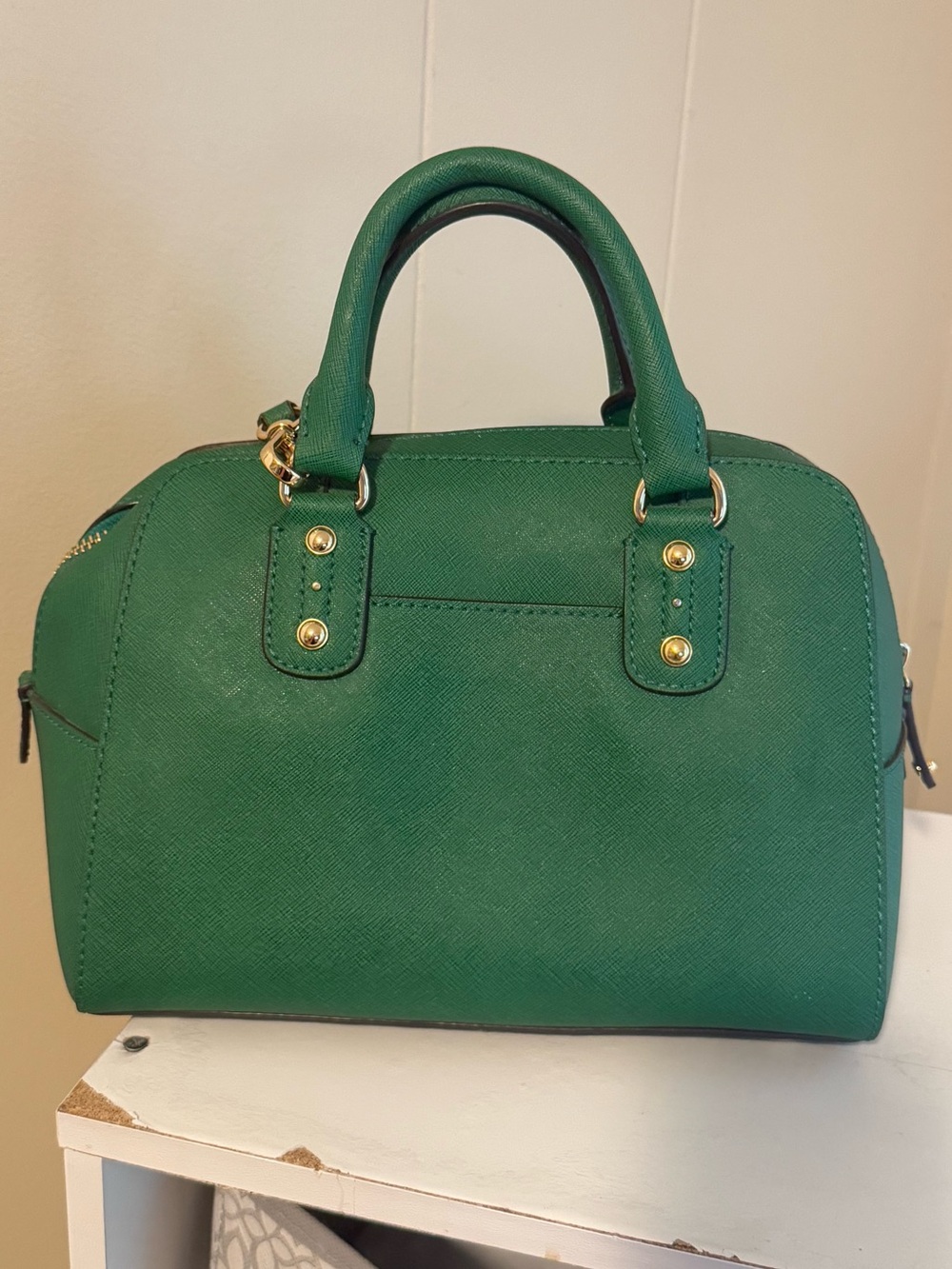 Michael Kors Green Saffiano Leather Dome Satchel Bag - Picture 2 of 4